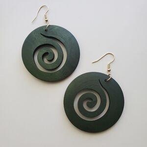 Green Swirl Dangle Earrings